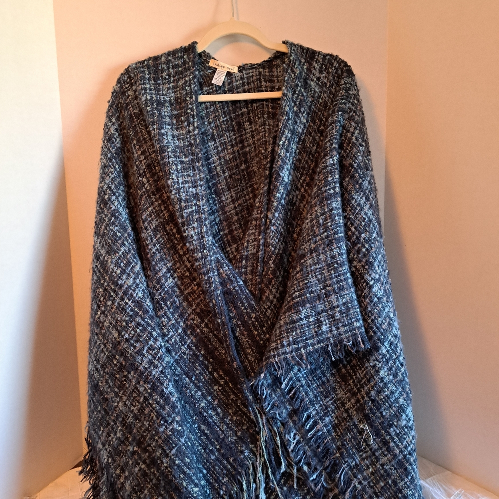 Indigo Soul Textured Blue and Black Poncho